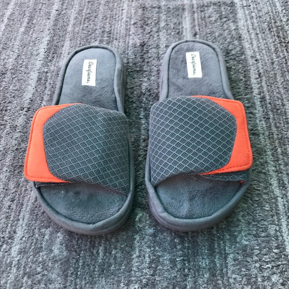 Dearfoams Sandals US Mens 7 - 8 Gray & Orange
